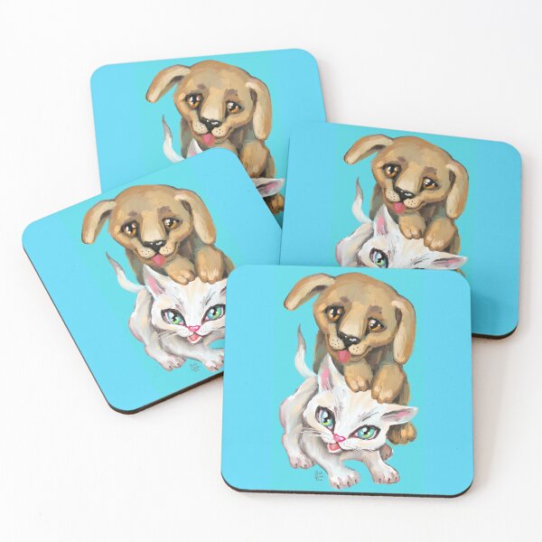 Item preview, cat and dog designed and sold by RukkiZukkiArt.