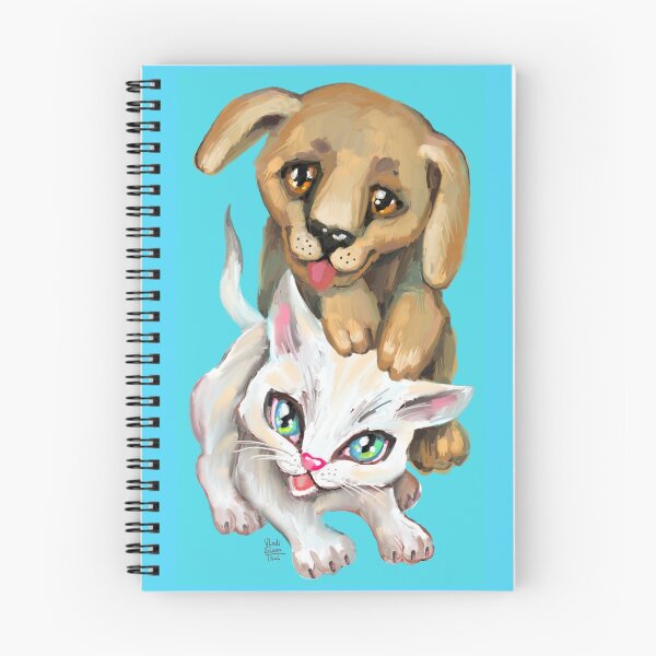 Item preview, cat and dog designed and sold by RukkiZukkiArt.