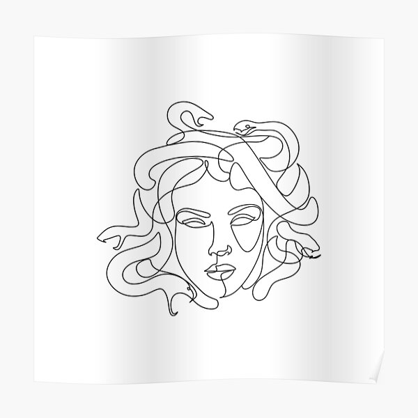 Póster «Medusa, mitología griega, dibujo de una línea para imprimir, líneas  continuas femeninas, arte minimalista, arte de línea facial, arte de pared  moderno, decoración» de OneLinePrint | Redbubble