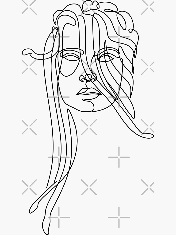 Abstract Line Medusa Gorgon Portrait Minimal One Line Female Face Modern Art For Posters