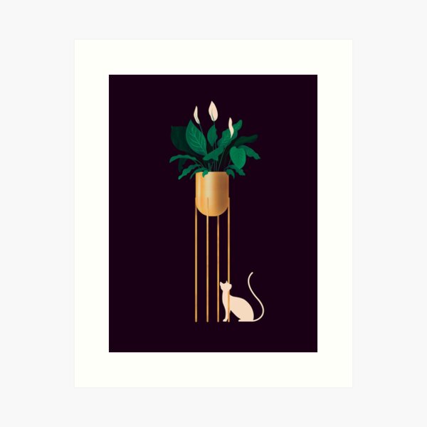 The Cat and The Plant Art Print