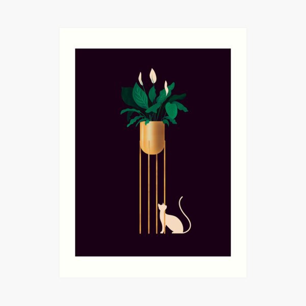 The Cat and The Plant Art Print