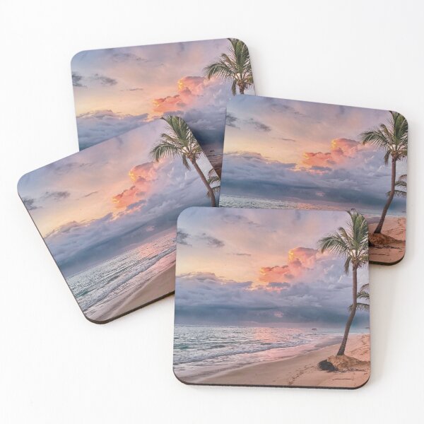 Item preview, Sunset Beach with Palms and Storm Clouds designed and sold by BtheLight.