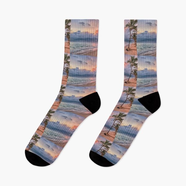 Item preview, Sunset Beach with Palms and Storm Clouds designed and sold by BtheLight.
