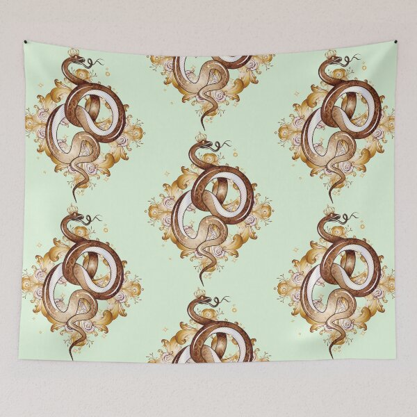 Item preview, golden snake ornament with golden crown designed and sold by Kisho.