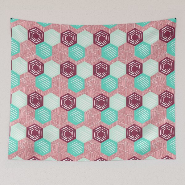 Item preview, Modern honey comb - magenta designed and sold by Moksha Patterns.