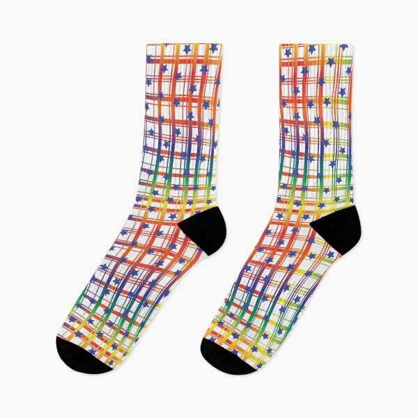 Item preview, Features LGBTQ and Independence Day. Rainbow plaid and stars designed and sold by DannysReRemodel.