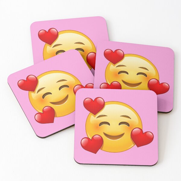 Item preview, Smiling emoticon with 3 hearts designed and sold by Yael Weiss.