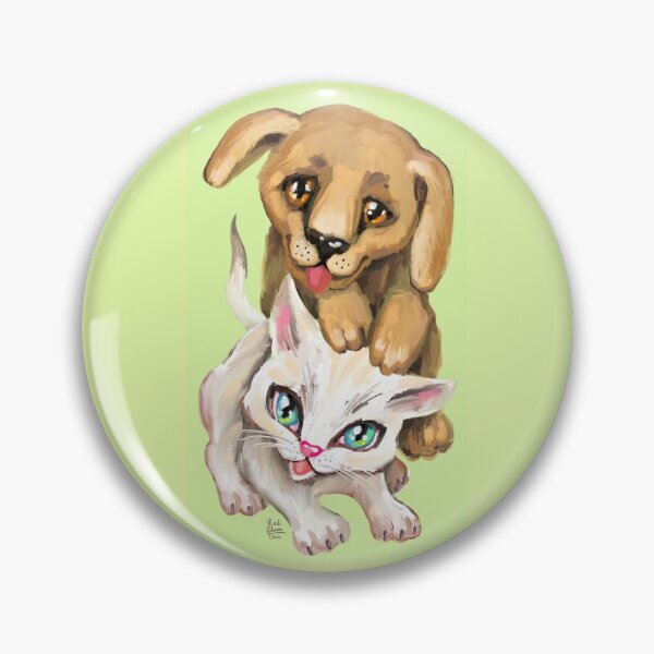 Item preview, cat and dog designed and sold by RukkiZukkiArt.