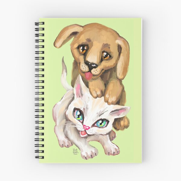 Item preview, cat and dog designed and sold by RukkiZukkiArt.