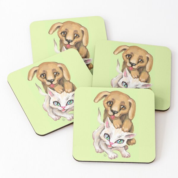 Item preview, cat and dog designed and sold by RukkiZukkiArt.