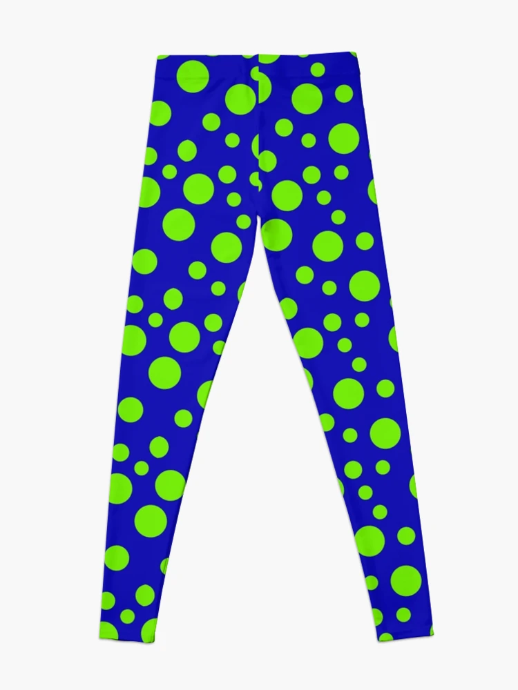 Redbubble Neon Green Polka Blue Bkgd Polka Dots Leggings