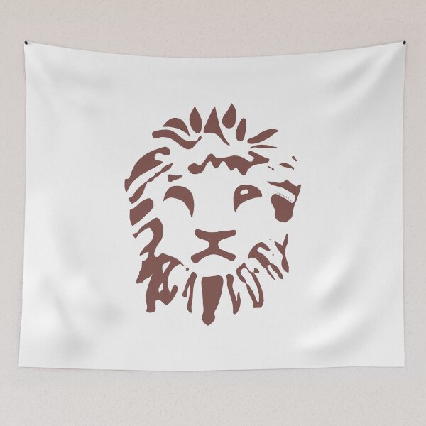 Item preview, Tribal African Maned Lion Illustration Mud Brown Safari Travel Savannah Desert designed and sold by Celosia Liv.