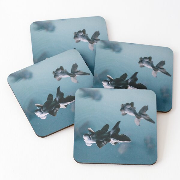 Item preview, Black Telescope Goldfish Floating in Misty Blue Water - Stunning Zen Vibe Scene at An Aquarium in Japan designed and sold by sthNnth.