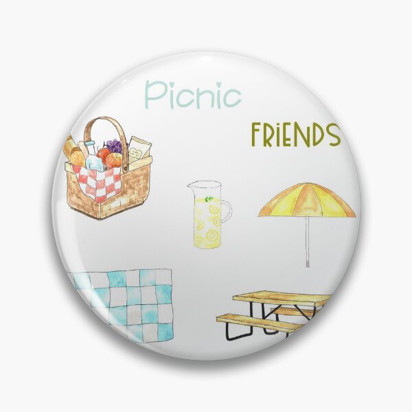 Artikelvorschau, Picknickaufkleber, Picknickkorb, Decke, Tisch, Limonade, Hand gezeichnet entworfen und verkauft von SHiNStudio.