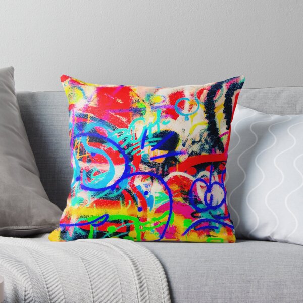 Crazy Graffiti Throw Pillow