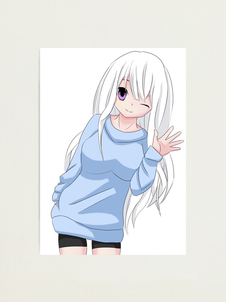 Anime Girl Waving Photographic Print By Rosskennedyy Redbubble