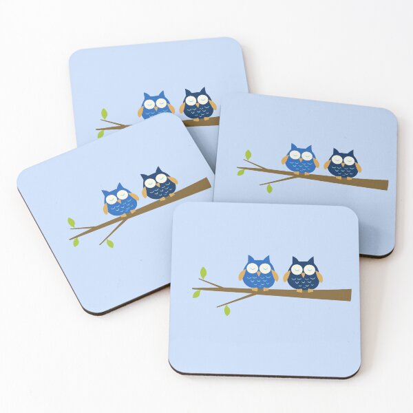 Item preview, Blue Owls sitting on a Branch designed and sold by cabgodfrey.