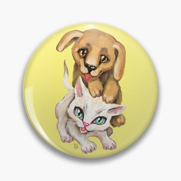 Item preview, cat and dog designed and sold by RukkiZukkiArt.