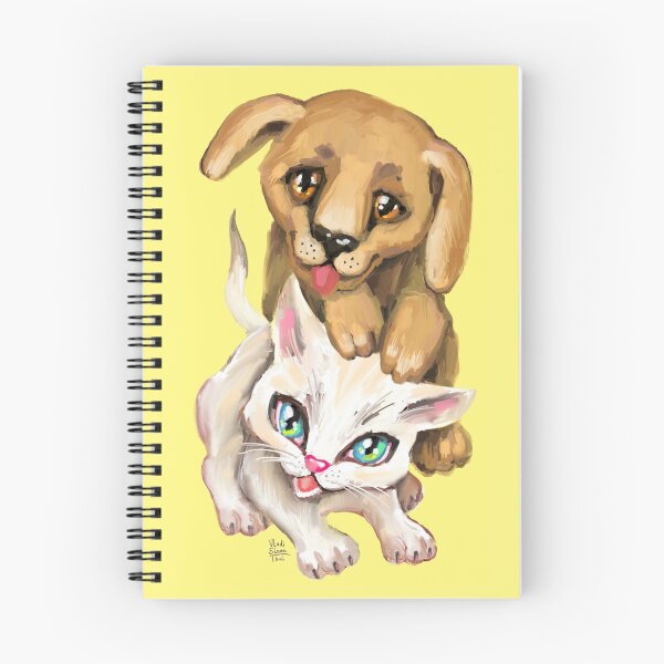 Item preview, cat and dog designed and sold by RukkiZukkiArt.