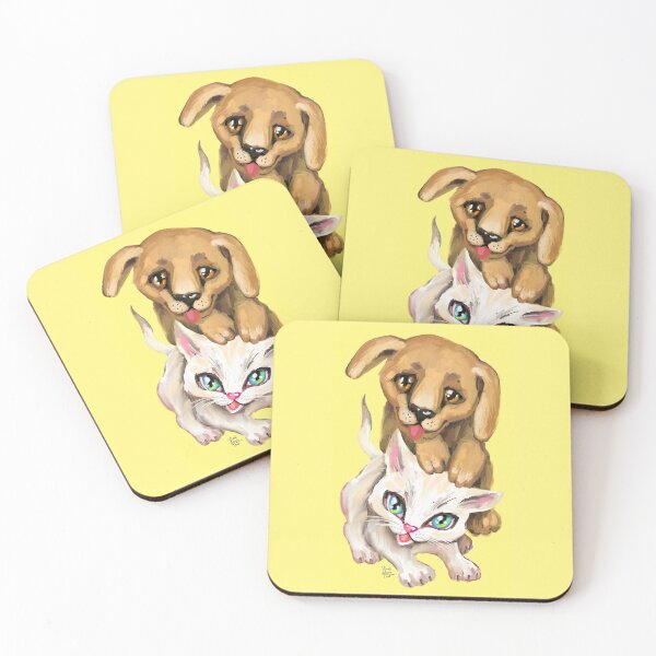Item preview, cat and dog designed and sold by RukkiZukkiArt.