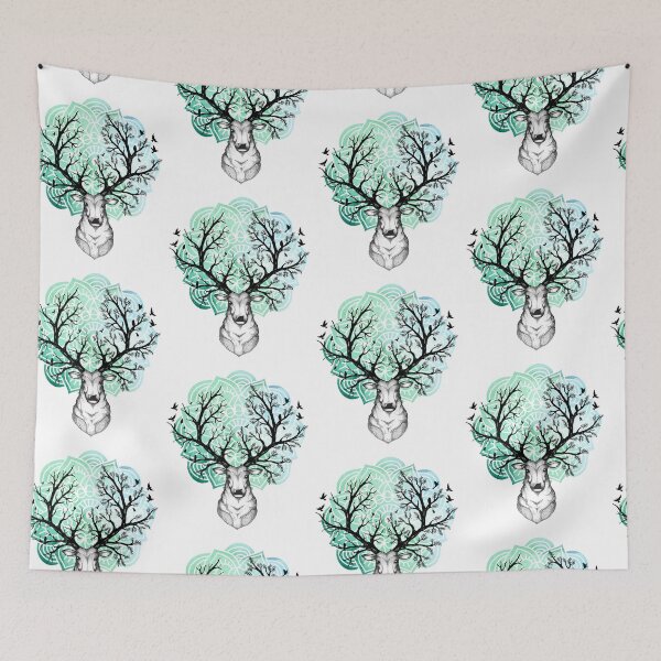 Item preview, Deer Stag Head Tree Zen designed and sold by SunnyAlloy.
