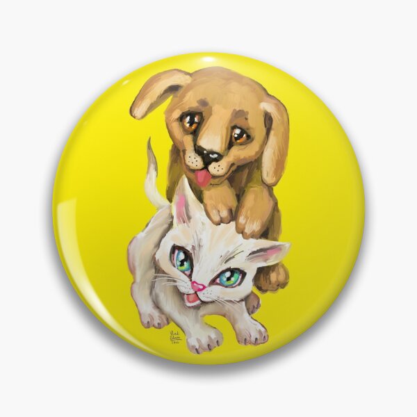 Item preview, cat and dog designed and sold by RukkiZukkiArt.