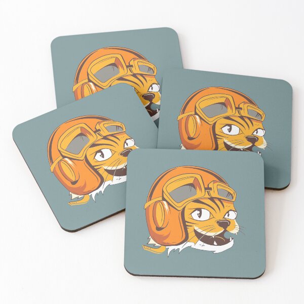 Item preview, Tiger wearing vintage flying helmets and goggles, facing right designed and sold by ajtechdesigns.
