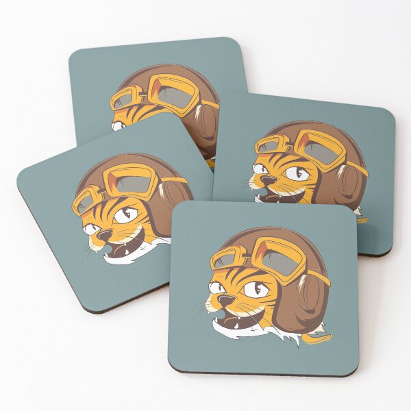 Item preview, Tiger wearing vintage flying helmets and goggles, facing Left designed and sold by ajtechdesigns.
