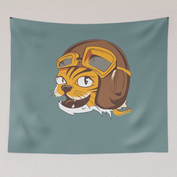 Item preview, Tiger wearing vintage flying helmets and goggles, facing Left designed and sold by ajtechdesigns.