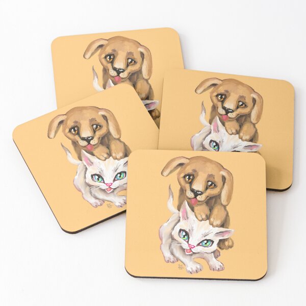 Item preview, cat and dog designed and sold by RukkiZukkiArt.