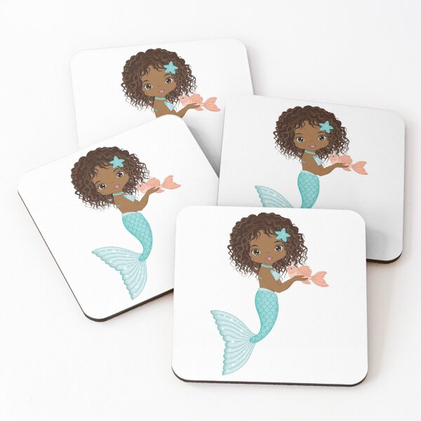 Item preview, African American Mermaid with Turquoise Tail designed and sold by CreativeMill.