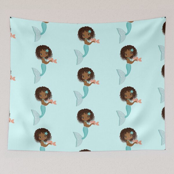 Item preview, African American Mermaid with Turquoise Tail designed and sold by CreativeMill.