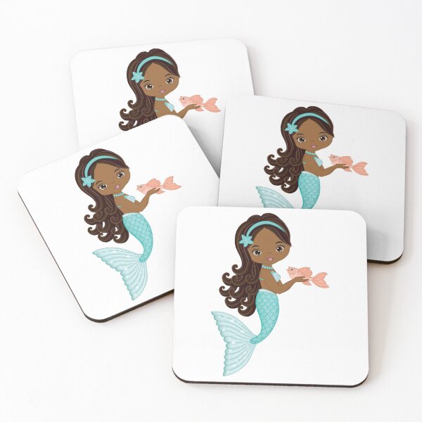 Item preview, African American Mermaid with Turquoise Tail designed and sold by CreativeMill.