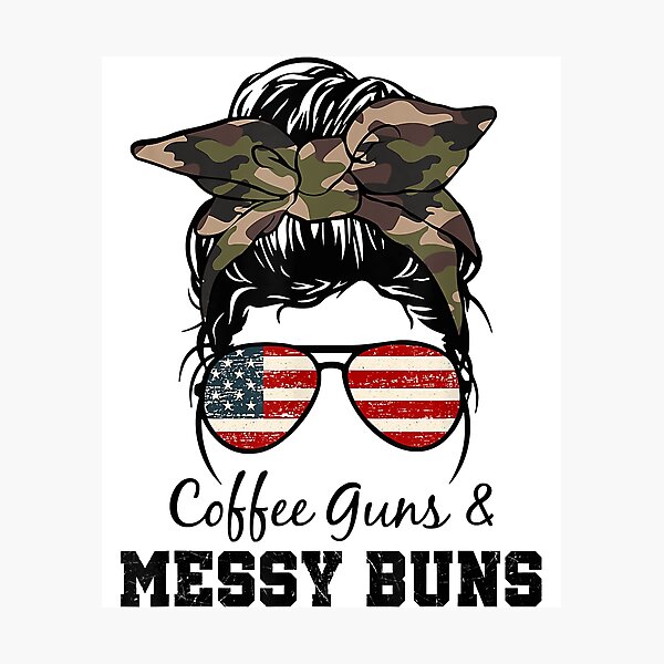 Item preview, Funny COFFEE GUNS & MESSY BUNS - Funny USA Flag Bandana designed and sold by GenettGbbot.