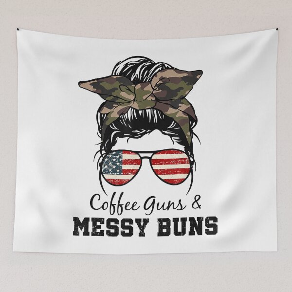 Item preview, Funny COFFEE GUNS & MESSY BUNS - Funny USA Flag Bandana designed and sold by GenettGbbot.