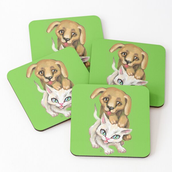 Item preview, cat and dog designed and sold by RukkiZukkiArt.