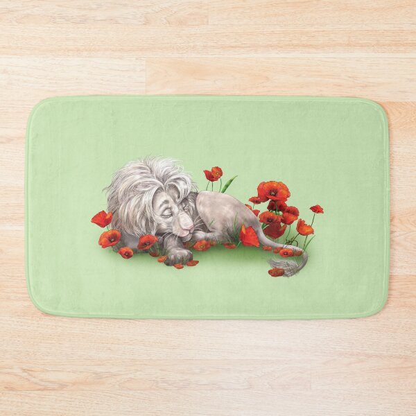 Item preview, White lion sleeps in a poppy field designed and sold by AnaGrigorjev.