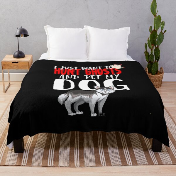 Item preview,  I Just Want To Hunt Ghosts  And Pet My Dog-Funny Halloween Saying Gift To Husky DogOwner,Mom Halloween Present designed and sold by Rassitni.