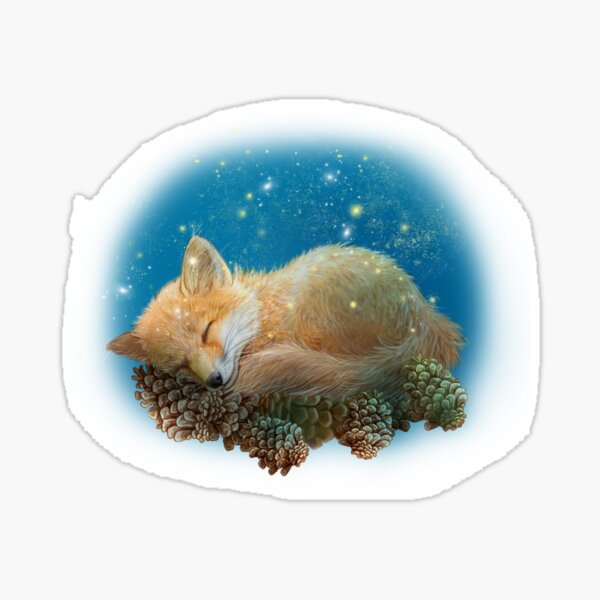Little fox sleeping Sticker
