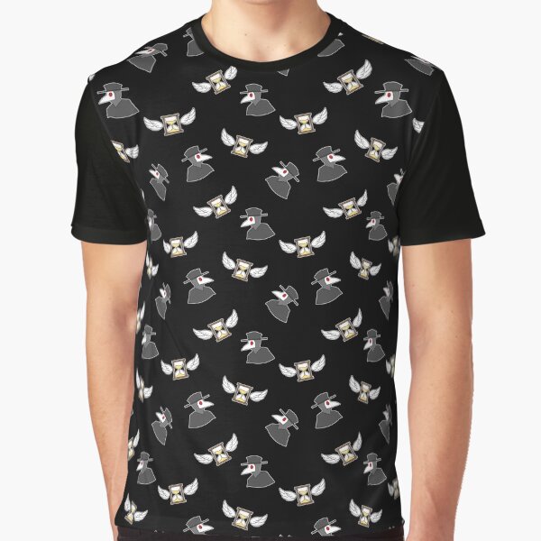 Plague Doctor Pattern Black BG Graphic T-Shirt
