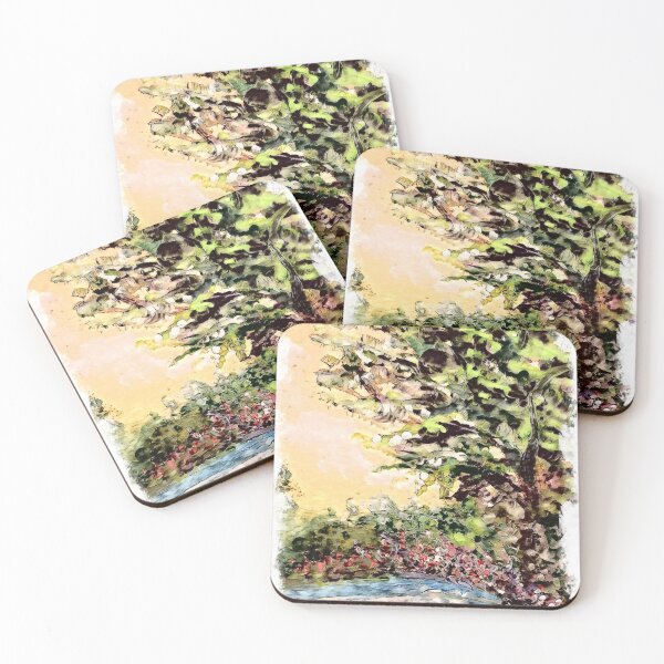 Item preview, Pond Trees and Flowers in the Sunlight designed and sold by EloiseArt.