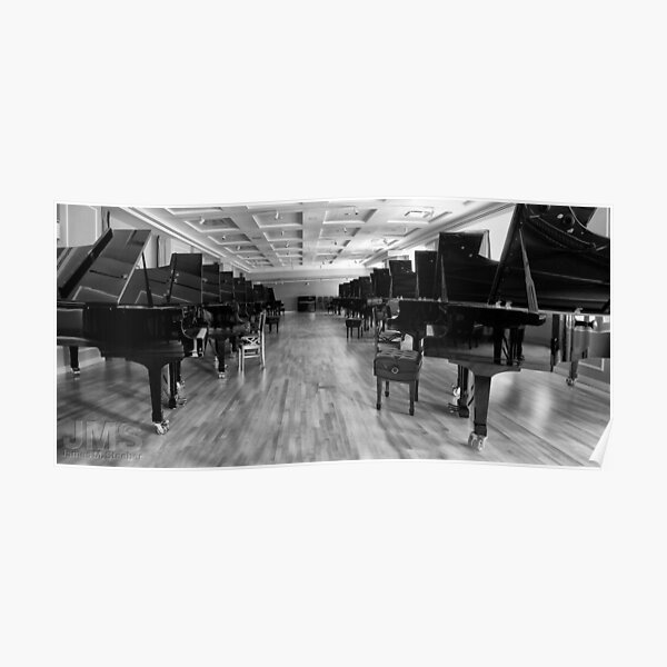 Long Row of Pianos Poster