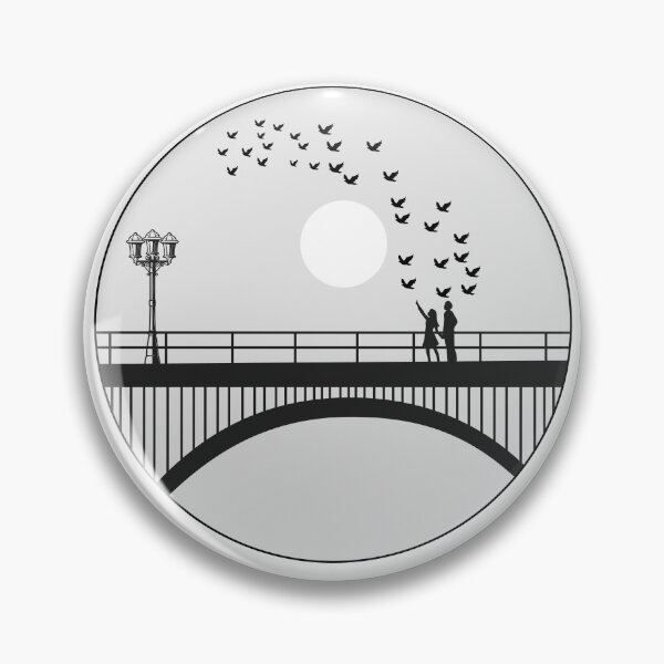 Item preview, Young couple on footbridge watching the full moon, designed and sold by Rima Amin.