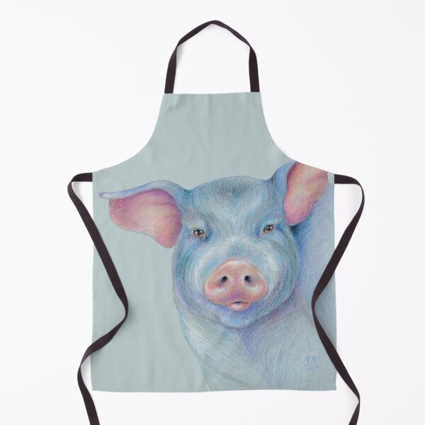 Item preview, Blue pig with pink nose & cocked ears, farm animal - "Hark"  designed and sold by Carye VanDerPol Mahoney.