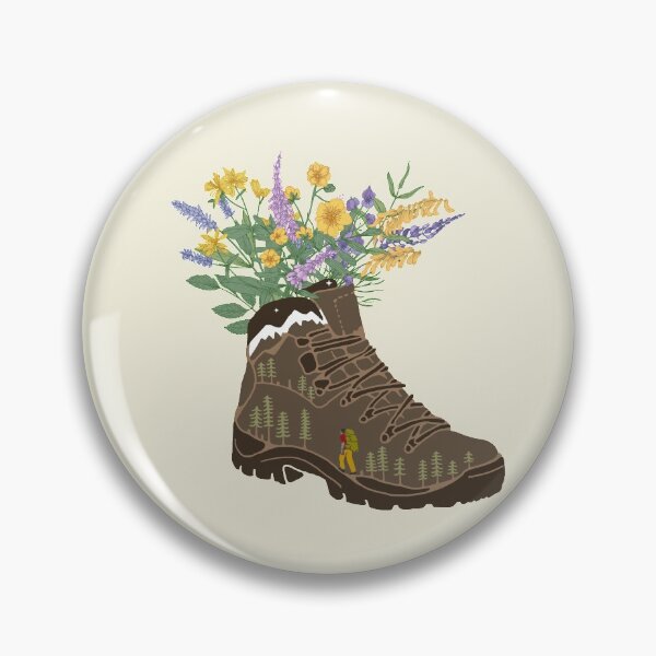 Item preview, Wildflowers in Hiking Boot with Snowcapped Mountains designed and sold by scooterbaby.