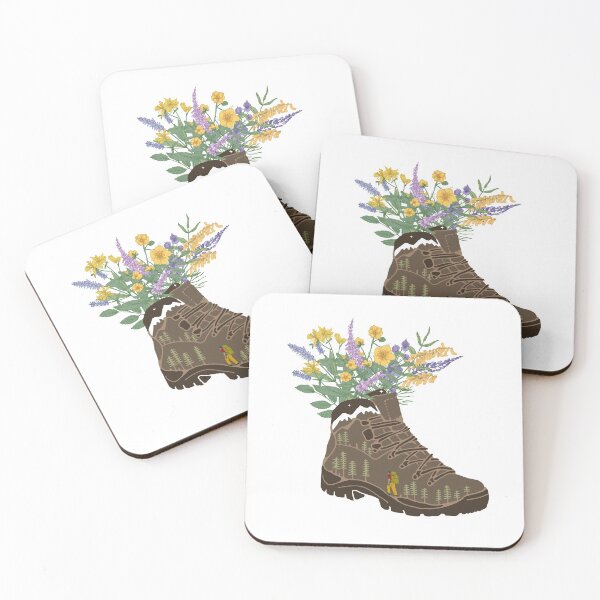 Item preview, Wildflowers in Hiking Boot with Snowcapped Mountains designed and sold by scooterbaby.