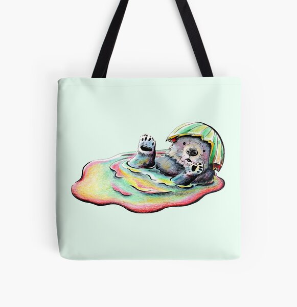Otter with melon All Over Print Tote Bag