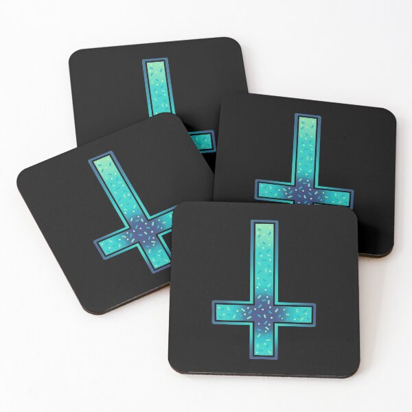 Item preview, dark teal inverted cross with confetti designed and sold by weilertsen.