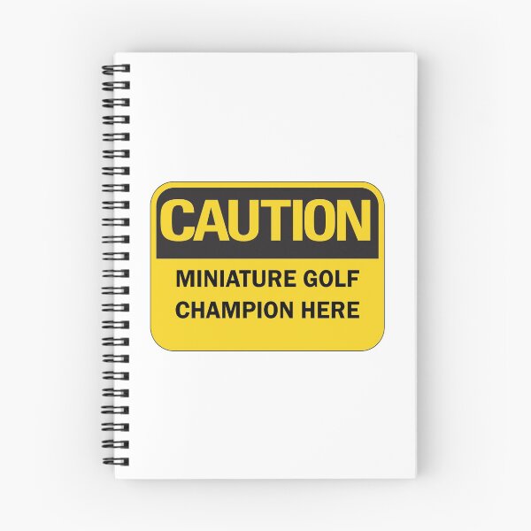 Item preview, Caution: miniature golf champion here warning saying with yellow and black typography designed and sold by Deegital18.